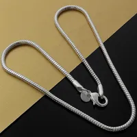Chains Classic 3MM Snake Bone Chain 925 Sterling Silver Necklace For Women Men 16 18 20 22 24 Inch Wedding Fashion Jewelry Gifts197A