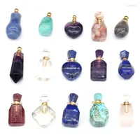 Pendant Necklaces Natural Stone Agate Rose Quartzs Amethyst Perfume Bottle Diffuser For Jewelry Making DIY Necklace Accessories Charm GiftPe