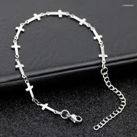 Charm Bracelets Wearproof Stainless Steel Lucky Jesus Christ Cross Bracelet Women's Link Chain Hand Jewelry Wristband For Girls