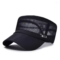 Berets 2022 Summer Man Mesh Flat Baseball Hat Outdoor Quick Dry Sport Sun Visor Caps Fashion Men Breathable Snapback Peaked
