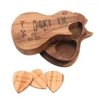 Gift Wrap Guitar Picks Wooden Pick Box Holder Collector With 3pcs Wood Mediator Accessories & Parts Tool Music Gifts