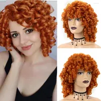 Synthetic Wigs Short Afro Curly Wig With Bangs Loose Cosplay Natural For Women's Good Quality