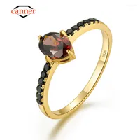 Cluster Rings Canner Egg-shaped Diamond Black Zircon 925 Sterling Silver Ladies Engagement Ring For Women Fine Jewelry