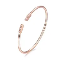 Classic Fashion Double T Open Bangle 925 Diamond Silver bracelet Comes with Exquisite Gift Box Packaging308n