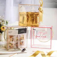Geschenkwikkeling 25Pieces Kawaii Transparante Cleat Pet Handtassen Baby Shower Diy Wedding Favor Box Cake Packaging Containers feestvoorraad