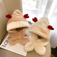 Scarves Christmas Warm Hat Winter Plush Scarf Hooded Ear Protectors Sweet And Cute For Baby Girls Boys Suitable 2-8 Years Old