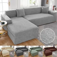 Chair Covers Water Repellent L-shape Corner Sofa Cover Relief Jacquard Stretch Couch For Living Room Chaise Longue Case 1 2 3 4 Seater