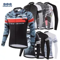 Racing Jackets KEMALOCE Camo Men Pro Long Sleeve Cycling Jersey Black Spring Shirts MTB Polyester Full Sleeves Breathable Bike Wear Top