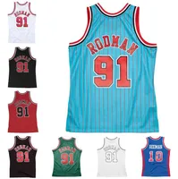 Üniversite Giyim Dikişli Klasik Retro Jersey Dennis Rodman Mitchell ve Ness Black Red 1995-96 97-98 98-99 Basketbol Formaları Erkek Kadın Gençlik