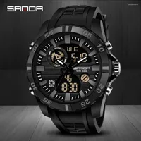 Wristwatches Sanda Fashion Men Sports Watches Black LED Display Digital Watch Waterproof Multifunctional Chronograph Clock Reloj De Hombre