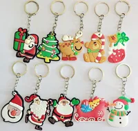Keychains Mixed 10 Designs 5cm Santa Claus Key Chains Christmas Gift Soft Pvc Keychain KIDS TOYS Tree Ornaments