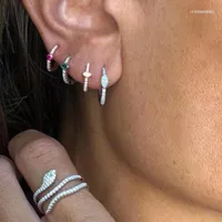 Hoop Earrings Minimal Minimalist Geometric Simple Small Tiny Huggie Hoops Birthstone Colorful Women Delicate Cz Earring
