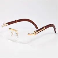 new fashion sunglasses rimless buffalo horn glasses women wood sunglasses for men bamboo frame clear lenses rimless glasses lunett255J