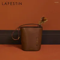 Evening Bags LA FESTIN Designer 2022 Trendy Large Capacity Bucket Bag Simple Shoulder Messenger Leather All-match Underarm Female