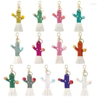 Keychains Handmade Knitted Cotton Thread Wrapped Tassel Cactus Keychain For Women Fashion Boho Style Boutique Jewelry WholesaleKeychains