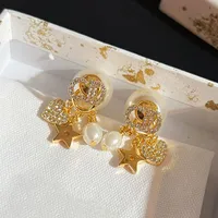 2022 Fashion Peal Earrings Designer Jewelry Star Gold Letter Hoop Love Earring Engagement Dimond Stud Wedding Ear Studs Pendants H169I