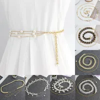 Belts Elegant Pearl Splicing Metal Waist Chain Exquisite Thin Waistband Quality Dress Decorative Belt Fashion Korean Style