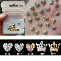 Decorazioni per le nail art 10pcs Crystal Charms Città 3d Crown Maple Gold in lega d'argento AB Crystals Jewels Rhinestones for Nails Decors #C301