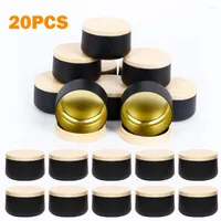 Storage Bottles 20pcs Luxury Candle Jars With Wood Pattern Lid Bulk Round Container Cup Empty Box Pot Black Golden