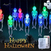 Strings 8 Modes Halloween Ghost Skeleton String Lights Battery Powered LED Skull Light Holiday Decor For Indoor Party