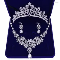 Wedding Jewelry Sets Noble Crystal Sunflowers Bridal Silver Rhinestone Choker Necklace Earrings Tiaras Crowns Women Set