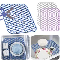 Table Mats Kitchen Silicone Sink Mat Drain Pad Countertop Protection Mesh Collapsible High Temperature Tableware Storage