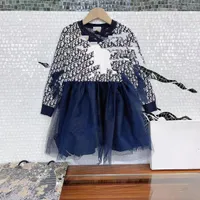 blue girl flower dress designer kid fashion clothe set wholesale baby girls pink boutique wedding dresses 110-160 cm