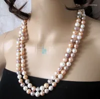 Chains 36" 50" 8-9mm Multi Color White Peach Pink Lavender Freshwater Pearl Necklace