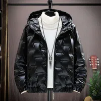 Men's Jackets Winter Down Jacket Mens Large Size Lightweight Hooded Bright Leather Fashion Casual White Duck Warm to Prevent Cold coat ZS53