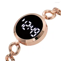 Wristwatches Fashion Luxury Women's Electronic Watches LED Display Digital Watch For Women Gold Silver Stainless Steel With Bracelet