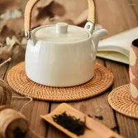 Table Mats Natural Rattan Round Coasters Handmade Heat Insulation Placemats Filler Waterproof Kitchen Decoration Accessories