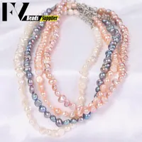 Chains 2022 Gift Fashion 5-6mm Colorful Natural Freshwater Pearl Beads Chokers Necklace Jewelry For Women 34cm