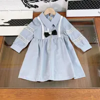girl dress designer blue fashion kid clothe set wholesale baby girls flower dresses boutique clothes sets 110-160 cm