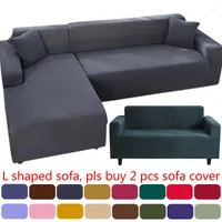 Chair Covers Solid Sofa Cover For Living Room Elastic L-Shaped Corner Slipcover 1 2 3 4 Seater Couch Armchair