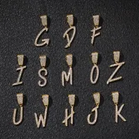 A-Z Font Carace Lettere Ciondolo Ciondolo con zirconia cubica a catena a corda da 24 pollici completamente ghiacciata per gli uomini hiphop gioielleria240v