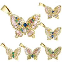 Charms Juya DIY Cubic Zirconia 18K Real Gold Plated Butterfly For Handmade Pendant Christmas Jewelry Making Components Supplies