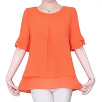 Blouses pour femmes Fashion lâche en mousseline 2022 Summer Blouse Chemises décontractées Top Ladies Office Travail Tee Plus taille Mujeres Blusas