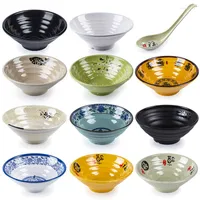 Dinnerware Sets Thickened Melamine Imitation Porcelain Ramen Restaurant Special Bowl Plastic Soup Noodle Dining Table Set Kitchen