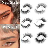 False Eyelashes 2022 Handmade Mink 3D Curl Winged Natural Realistic Messy End Eye Elongated Thick Soft Fake