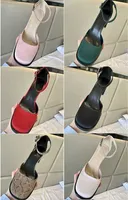 Designer Women Heel Sandal Double G Real silk cloth Slipper Sandals Classic Fashion Luxury Metal Belt Buckle Thick Heel 5cm Sandals Top Qual