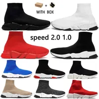 2021 Mens Sock Casual Shoes Platform Womens Women Sneakers Speed Runner Trainer 1 2 .0 Triple Black White Classic With Lace Jogging Walking