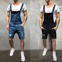 Men's Shorts Men's Oversize Fashion Men's Ripped Jeans Jumpsuits Summer Hi Street Distressed Denim Bib Overalls For Man Suspender