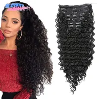 Synthetic Wigs Deep Wave Clip In Hair Real Soft Thick For Women Natural Ins Black Color 24"