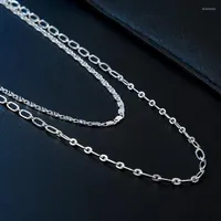 Chains Trending Products 925 Sterling Silver Fine Designer Double Chain Necklace For Women Fashion Party Wedding Jewelry Gifts