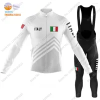 Racing Sets 2022 ITALY National Team Cycling Jersey Set Winter Italia Clothing Suit Mens Long Sleeve MTB Bike Road Pants Bib Ropa Ciclismo