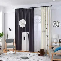 Curtain 1Pc Home Decor Nordic Style Curtains For Living Room 2 Pieces Children Bedroom Blackout Cute Cartoon Printed 1.4 2.6m