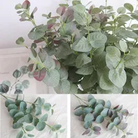 Flores decorativas suministros para fiestas Arreglo floral plantas de vegetaci￳n realista follaje de seda decoraci￳n del hogar eucalipto artificial hojas