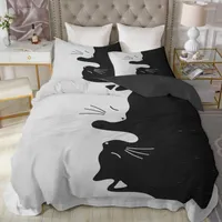 Bedding Sets Home Textile Cartoons Cute Cat Quilt Cover Duvet Pillow Case Boy Girl 2 3Pcs Set King Queen Twin Size