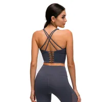 ملابس اليوغا 01 LU BRAS Sports Solid Color Crops Tops Crossing Backless Beauty Sexy Bras Gym Clothing
