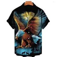 Men's Casual Shirts 2022 Men's Hawaiian Loose 5xl American Flag National Bird Animal Eagle Summer Men Top Clothing